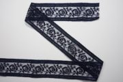 Taśma koronkowa - szerokość 7 cm, kolor granatowy