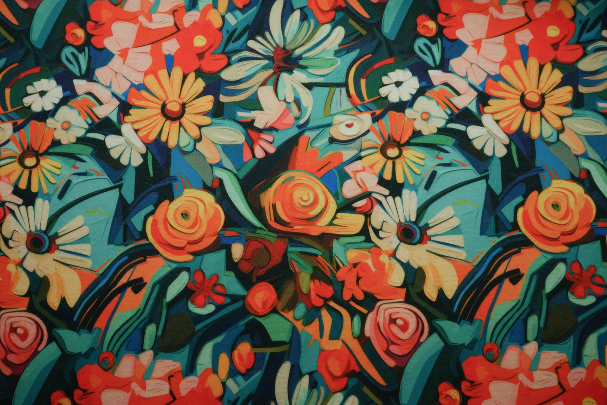 Filc drukowany – kwiaty w stylu Picasso