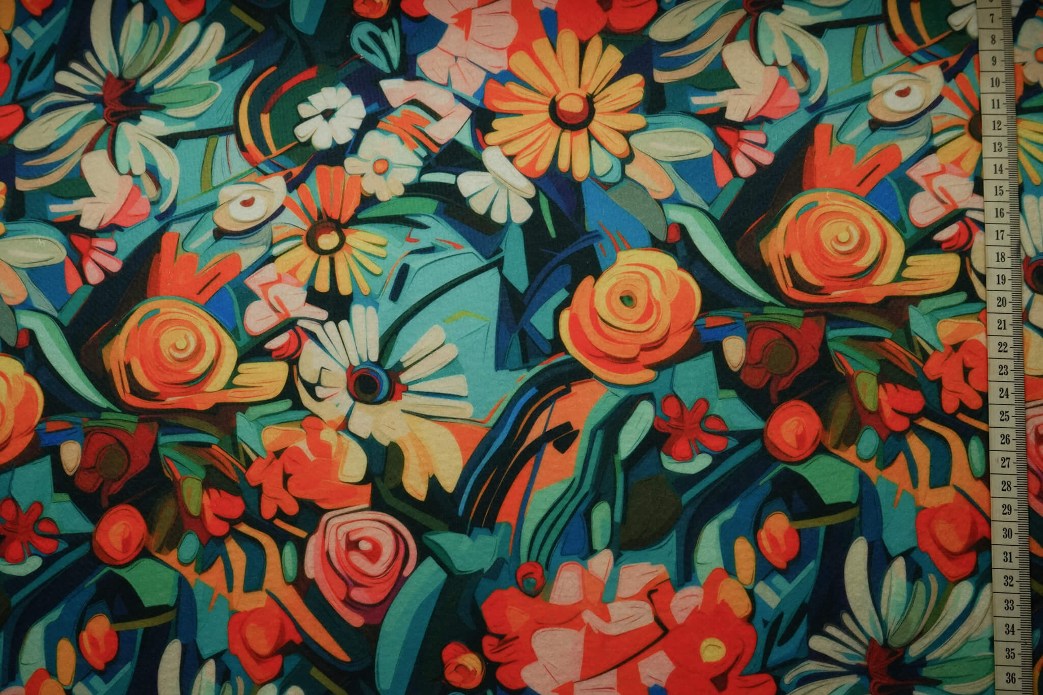 Filc drukowany – kwiaty w stylu Picasso